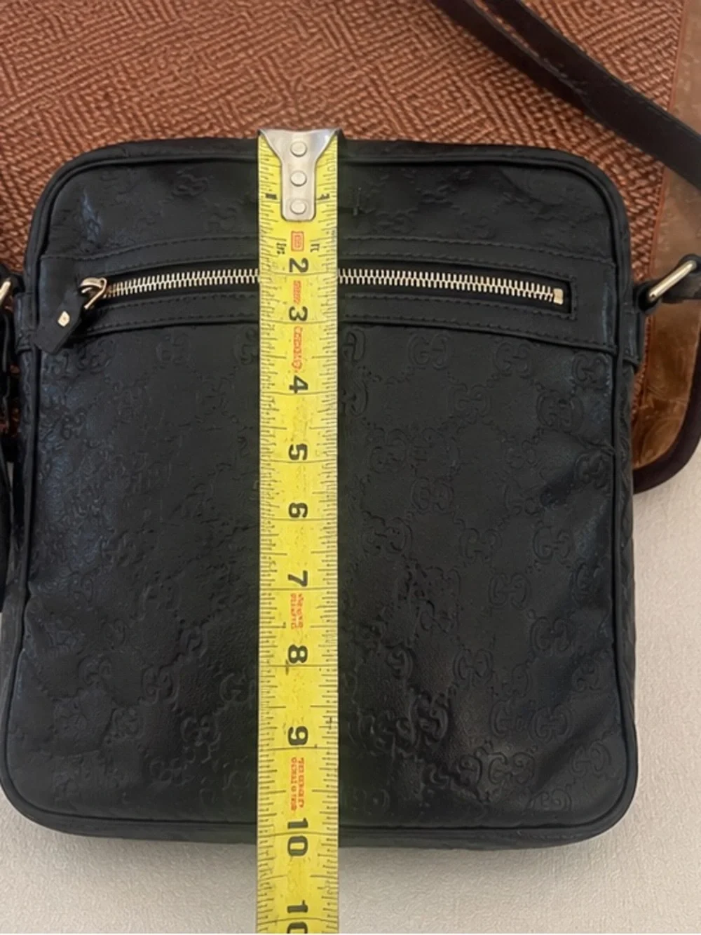 Gucci Micro GG Black-Brown Leather Crossbody Messenger Bag
